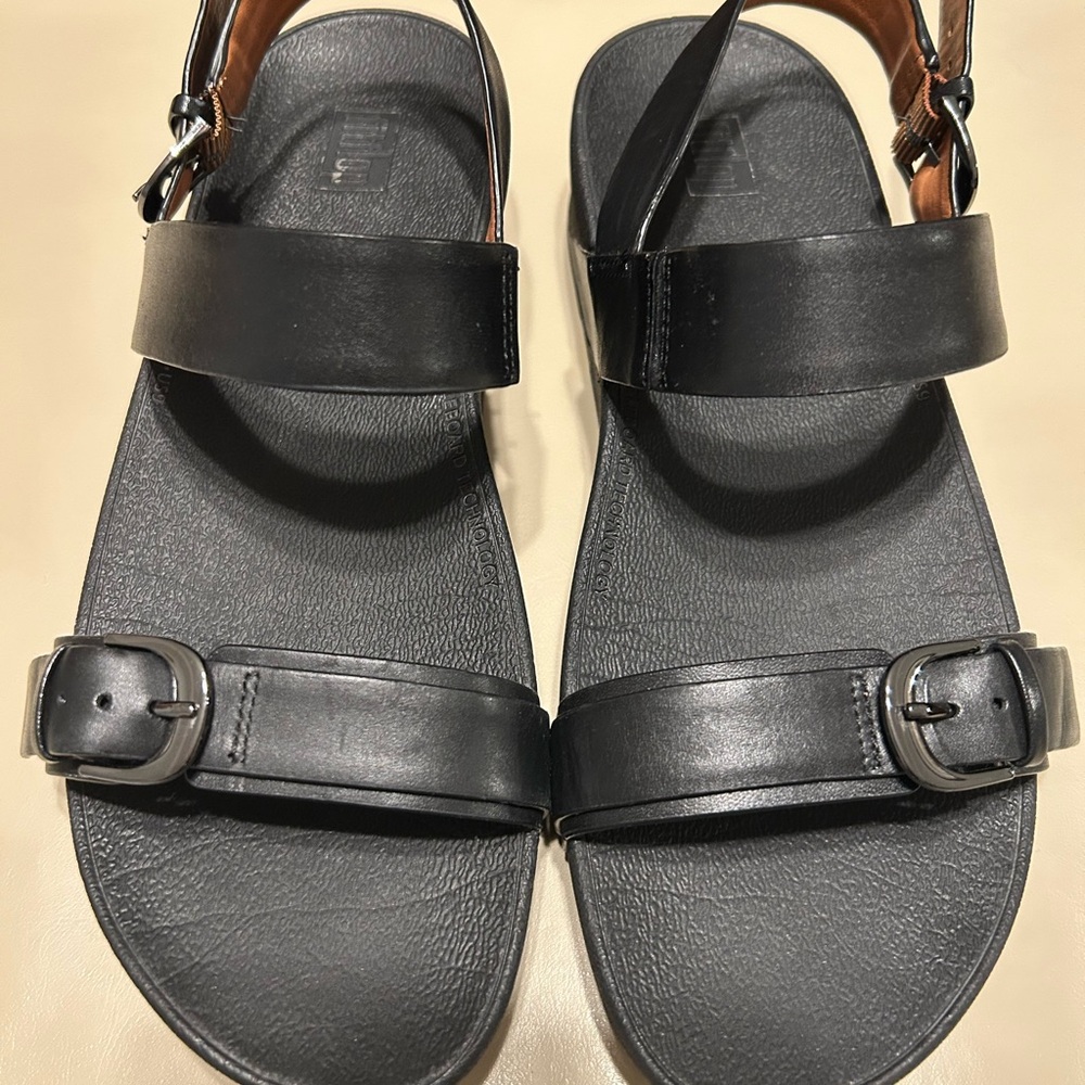 FitFlop Black Leather Sandals